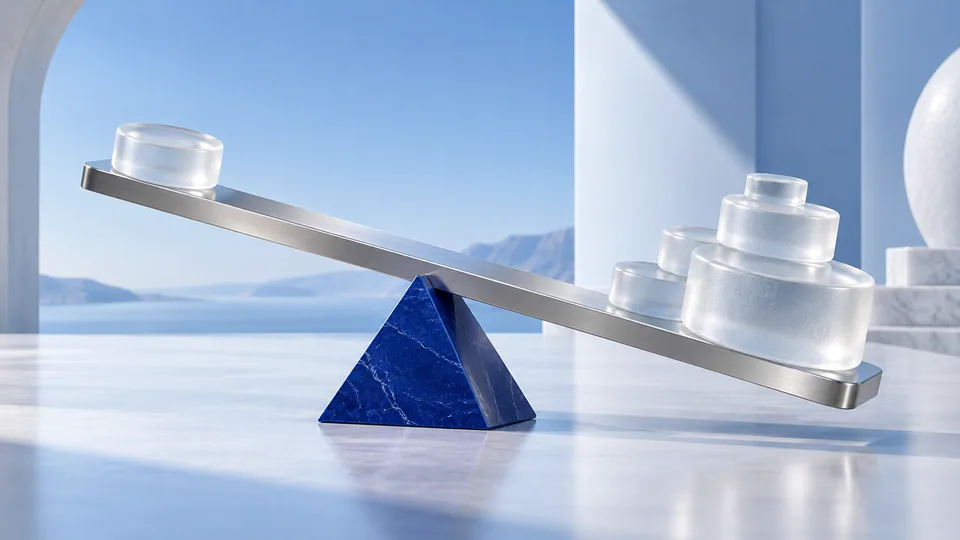 A metal lever and glass weights illustrate amplified exposure.
